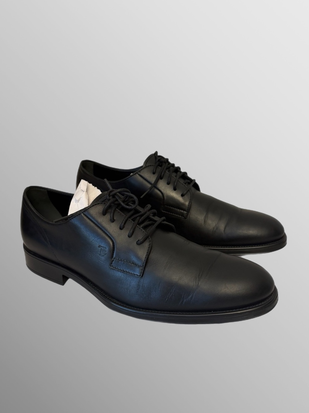 Tod's Black Leather Derby Lace-Up Shoes sz10